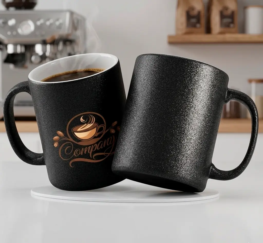 taza mágica escarchada negra personalizada con diseño a tu gusto
