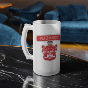  Jarra de cerveza de vidrio esmerilado de 16 onzas personalizada con diseño impreso, ideal para regalo.