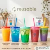 Pack 5 Vasos Mágicos 12oz Cambian de Color con Frío Plástico Libre de BPA Soluciones Shop