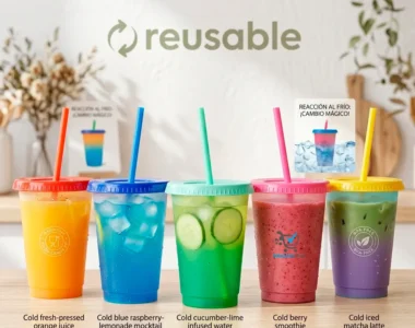 Pack 5 Vasos Mágicos 12oz Cambian de Color con Frío Plástico Libre de BPA Soluciones Shop