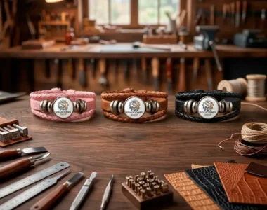 Pack de 3 Brazaletes de Cuero Artesanales Personalizados con Logo