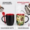 Taza Mágica Personalizada con Cuchara – Negra Mate a Color (11oz)