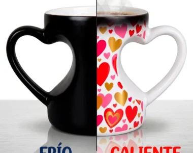 Taza Mágica Personalizada con Asa de Corazón – Efecto Térmico Sorpresa