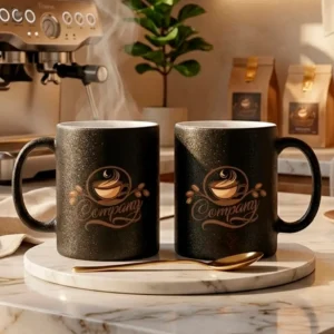 taza mágica escarchada negra personalizada con diseño a tu gusto