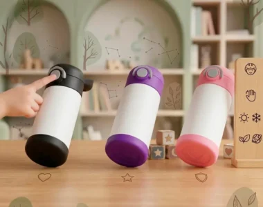Botella Térmica Infantil 12oz con Botón Antiderrames | Colores