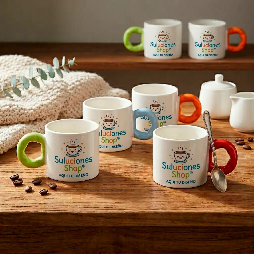 Taza Artesanal con Asa de color Soluciones Shop