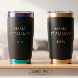 Termo Térmico Premium con Detalles Metálicos - Edición Personalizada Mamá, Te Amamos